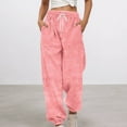 thumbnail image 2 of Yuanlong Womens Pants Plain Drawstring Elastic Waist Wide Leg Velvet Sweatpants Winter Outing Loose Pockets Lady Tapered Trousers, 2 of 6