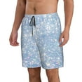 thumbnail image 2 of Bixox Men's White Bule Glitter printing Casual Classic Fit Short Summer Beach Shorts, 2 of 6