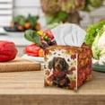 thumbnail image 4 of Psesaysky PU Leather Tissue Box Cover Square with Bottom Belt, Dachshund Maple Leaves Waterproof Tissue Box Holder for Bathroom Bedroom Office Desk, Fall Decorative Organizer, 4 of 7