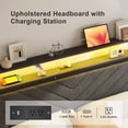 thumbnail image 3 of Bolvdo Twin Bed Frame with 2-Tier Storage Headboard, USB Ports, LED Light, 2 Storage Drawers, Metal Support, No Box Spring Needed, Noise Free, Easy Assembly, Gray, 3 of 8