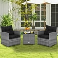 thumbnail image 1 of Costway 3 PCS Patio Rattan Furniture Bistro Set Cushioned Sofas Side Table Armrest Black, 1 of 10