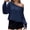 Navy blue, variant on Solid Color Spring Fall Long Sleeve Off Shoulder Casual Crop Sweatshirt