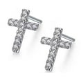 thumbnail image 2 of 18k White Gold 4 Ct Cubic Zirconia Cross Stud Earrings Plated by Paris Jewelry, 2 of 4