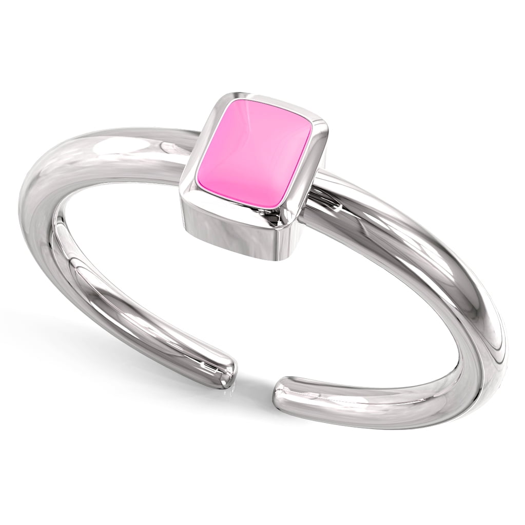 Andrea Jewelers Sterling Silver Solitaire Pink Enamel Adjustable Toe Band Ring