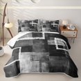 thumbnail image 2 of Erosebridal Monochrome Square Quilt King for Women Men, Gray Textured Block Print King Coverlet Set, 3pcs, 2 of 7