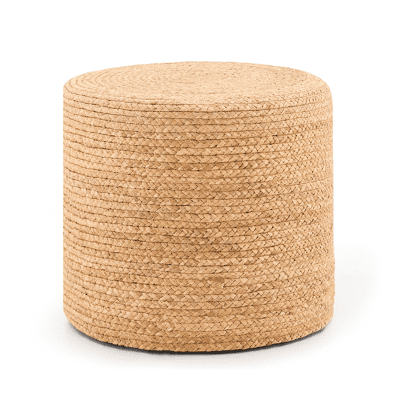Water Hyacinth Ottoman Foot Stool - Handmade Woven Round Pouf for Home Decor, Living Room Seating, Rustic Farmhouse Style