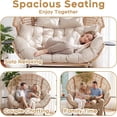 thumbnail image 4 of CHINNLUU Double Egg Chair Indoor Outdoor Stationary Oversized Thicken Padded Cushions,2 Person Egg Loveseat Chair, Extra Large Lounge Chair for Patio Balcony Porch - (Beige Square), 4 of 10