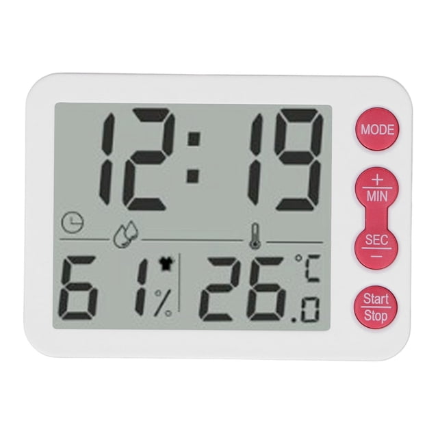 Medidor Digital De Temperatura Y Humedad, Indicador De Temperatura Configuración De Tiempo Pantalla HD Grande Para Habitaciones De Bebés