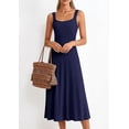 thumbnail image 5 of PRETTYGARDEN Spring Dresses for Women Summer Casual Sleeveless Square Neck A Line Knit Pleated Midi Cocktail Party Dress, 5 of 8