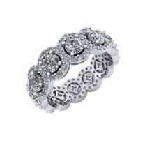 4.25Ct Round Cut Natural Diamond Circle Halo Eternity Anniversary Wedding Band Ring 10k GH I1