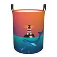 thumbnail image 2 of Goofa Lighthouse and Whale Printed Circular Hamper,Laundry Basket with Handles,Storage Baskets Foldable,Large Capacity Laundry Hamper-Small, 2 of 8