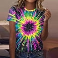 thumbnail image 5 of AUNVITO Women's Carnival Print T-shirt Loose Fit Round Neck Short Sleeve Casual and Festive Style, 5 of 7