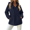 thumbnail image 3 of Jsaierl Women's Water Resistant Hooded Anorak Jacket Snap Button Drawstring Waist Windproof Lightweight Outdoor Rain Coat, 3 of 7