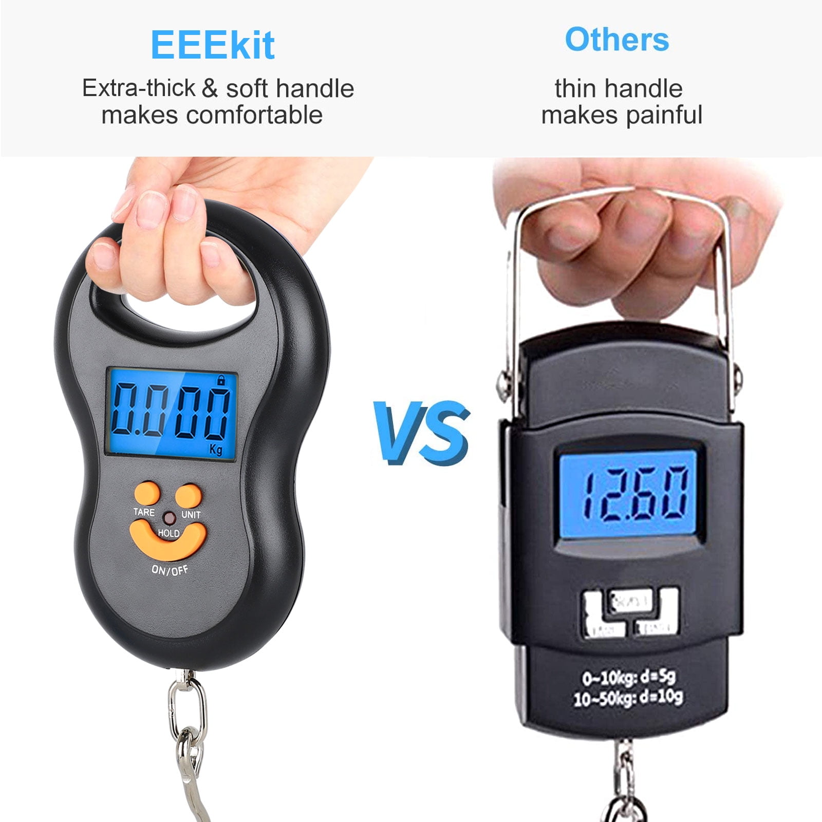 50KG/110Lb Portable LCD Digital Hanging Scale Fishing Travel Luggage  Weighing Scale Weight Hook Crane Hanging Scale Home Farm