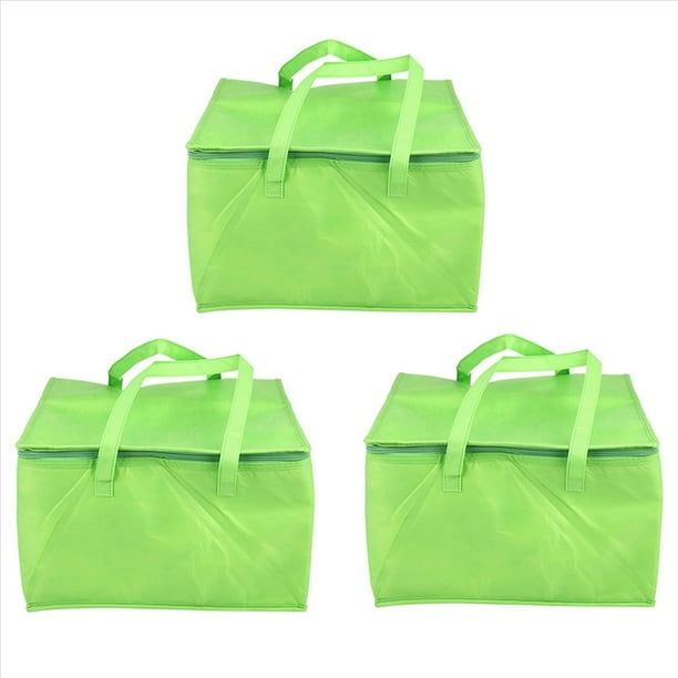 3X Bolsa Grande Enfriadora Plegable Bolso PortáTil Aislado para Pastel de Alimentos Caja TéRmica de Papel de Aluminio Bolsa de Hielo una de Almuerzo Bolsa de Entrega Verde