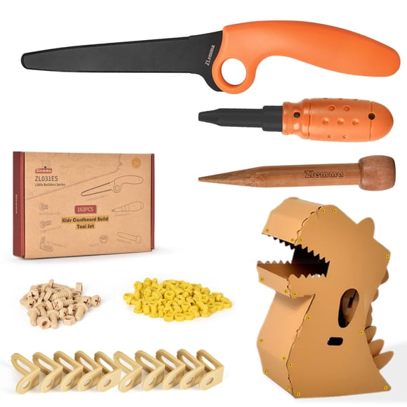 Kit de herramientas de construcción ZLemma Cardboard 163 piezas para niños