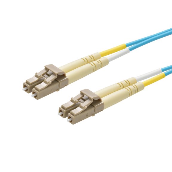Monoprice Fiber Optic Cable - 2 Meter - Aqua | LC to LC, OM3, 50/125 Type, Multi Mode, 10Gb, Duplex