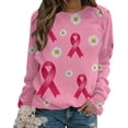 thumbnail image 2 of IROINNID Pink Breast Cancer Top for Women Pink Ribbon Loose Long Sleeve Round Neck Printed Ladies Sweatshirt Tops Blouse,Pink, 2 of 4