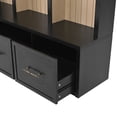 thumbnail image 6 of 74.8" Wooden Hall Tree with 8 Retro Hooks, Rustic Coat Rack & Shoe Organizer with 3 Drawers for Wide Entryway Bench, for Living Room, Black, 6 of 9
