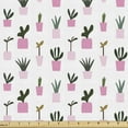 thumbnail image 1 of Plants Fabric by the Yard Upholstery, Continuous Succulent Cactus in Pots Illustration, Decorative Fabric for DIY and Home Accents, 3 Yards, Pale Pink Olive Green by Ambesonne, 1 of 4