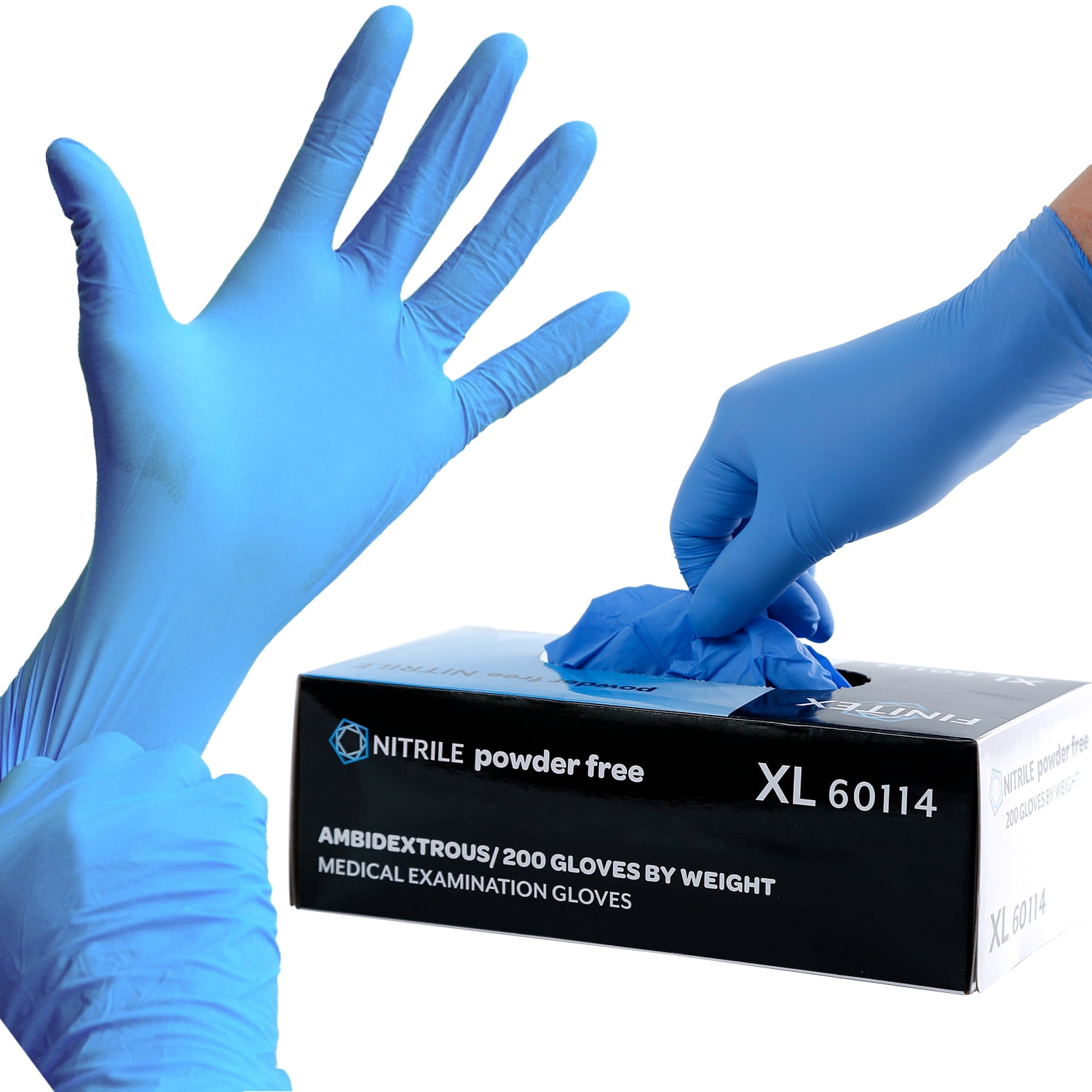 Guantes De Nitrilo Vinil Libre De Latex Sin Polvo Azul Negro