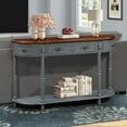 thumbnail image 6 of Aukfa Console Table, 52" Retro Half Moon Sofa Table with 2 Drawers and Shelf for Living Room/Hallway, Antique Grey, 6 of 8