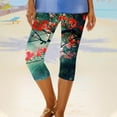 thumbnail image 6 of Capri Leggings for Women Fashion Floral Printed High Waist Workout Lounging Yoga Pants Running Gym Leggings (XL, Green), 6 of 6