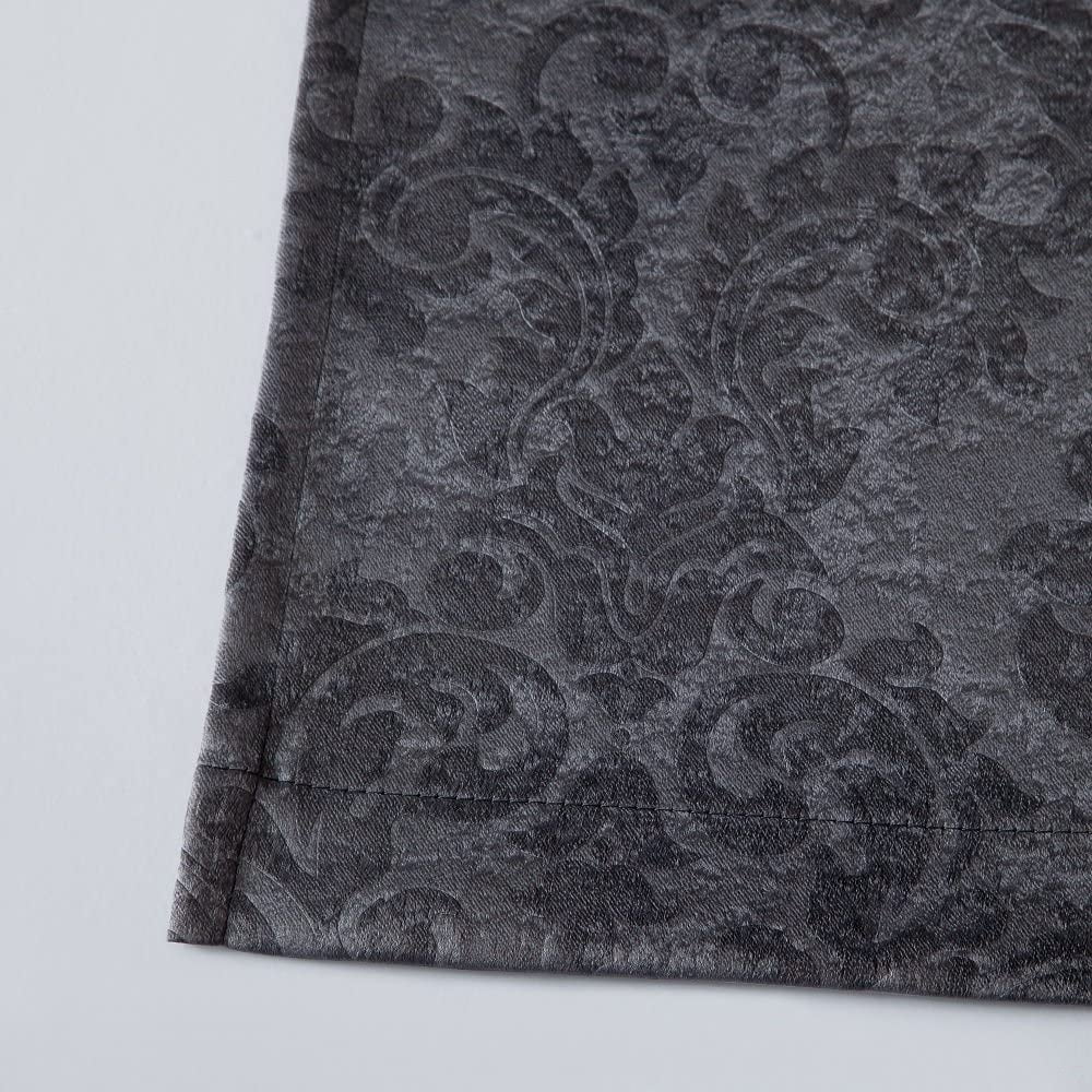 WARM HOME DESIGNS 1 Pair (2 Panels) of Black Charcoal Blackout Curtains with Embossed Textured Damask Flower Pattern. EV CHAR 2x54x63