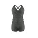 thumbnail image 5 of Conjunto de Bikini de Cintura Alta para las Mujeres de Corte Alto Correa sin Espalda Color Bloque Fuera Del Hombro Traje de Baño, 5 of 6
