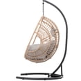 thumbnail image 3 of JERFIT Patio Egg Hanging Chair with Cushion, Natural Wicker Rattan Swing Chair for Indoor Outdoor Use, Porch Garden Balcony Hanging Basket Seat, 3 of 10