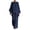 Navy, variant on Two Piece Linen Sets for Women Long Sleeve Asymmetrical Hem Top and Wide Leg Pants Solid Color Travel Outfit Comfy Loose Lounge Sets
