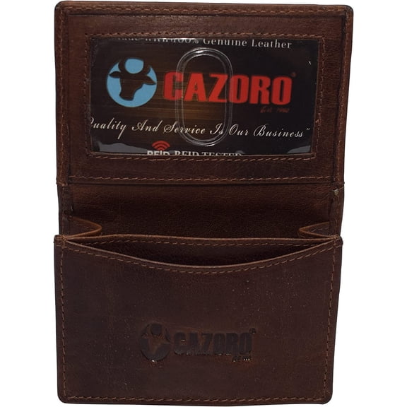 Swiss Marshall Men's RFID Blocking Premium Leather Expandable Small Credit Card ID Business Card Holder Wallet Buffalo Burgundy