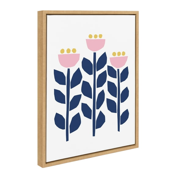Kate and Laurel Sylvie Scandinavian Flowers Framed Canvas Wall Art by Myriam Van Neste, 18x24 Natural, Colorful Simple Abstract Flower Art