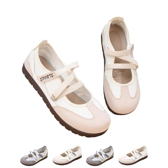 IEMIEMIEM Women's Mary Jane Shoes Flats Wide Toe Box Slip on Dress Comfortable Walking Shoes with Adjustable Elastic Strap 8 wide