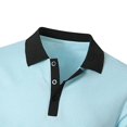 thumbnail image 4 of hotojiny Men's 2 Pieces Summer Outfits Stylish Color Block Button Collared Shirt and Shorts Set for Golf Beach Clothes(Sky Blue,Small), 4 of 5