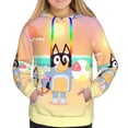 thumbnail image 2 of Lsque Bluey Pattern Casual Women's Hoodie,Hooded Sweatshirt with Kangaroo Pocket,Pullover Hoodie with Eye-catching Drawstrings-X-Large, 2 of 8