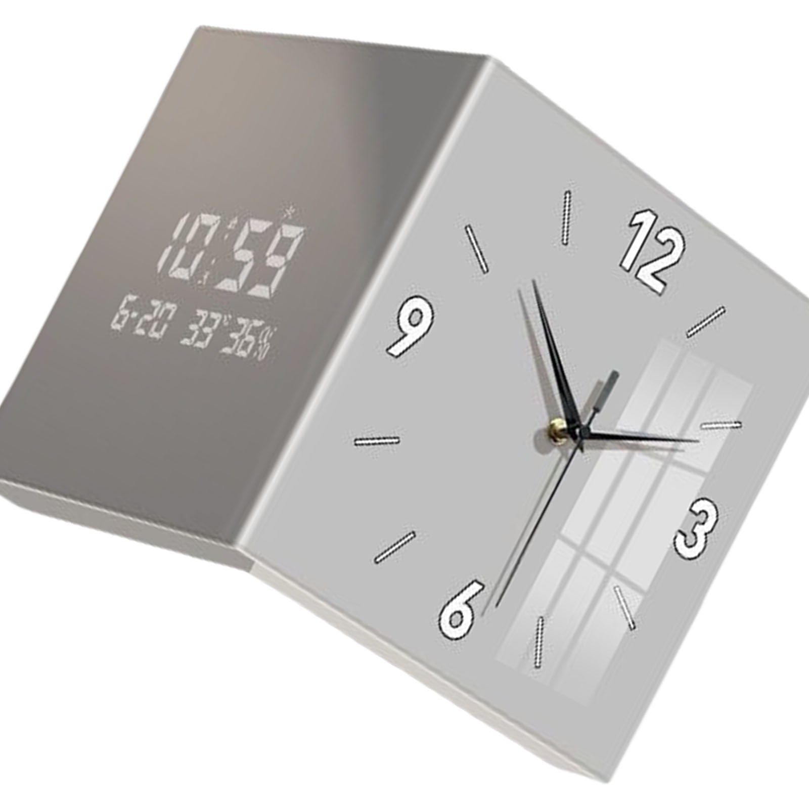 URTERYSER Double Sided Corner Wall Clock Easy To Read Square Designs Digital Display Wall Clock for Living Room and Office Decors Light Gray