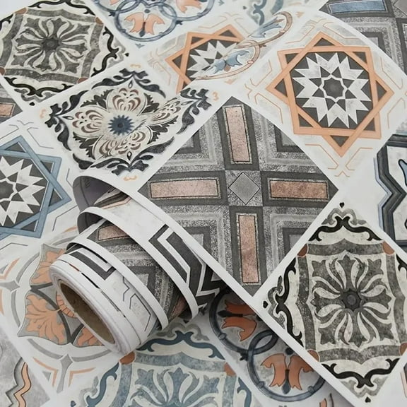 Tile 3D Waterproof Cabinet Wallpaper Home Decor Furniture Vinyl Wall Self Adhesive PVC Wallpaper Kitchen Cabinet Door Sticker