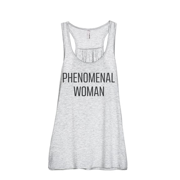 Phenomenal Woman Women's Fashion Sleeveless Flowy Racerback Workout Yoga Tank Top Sport Grey Medium