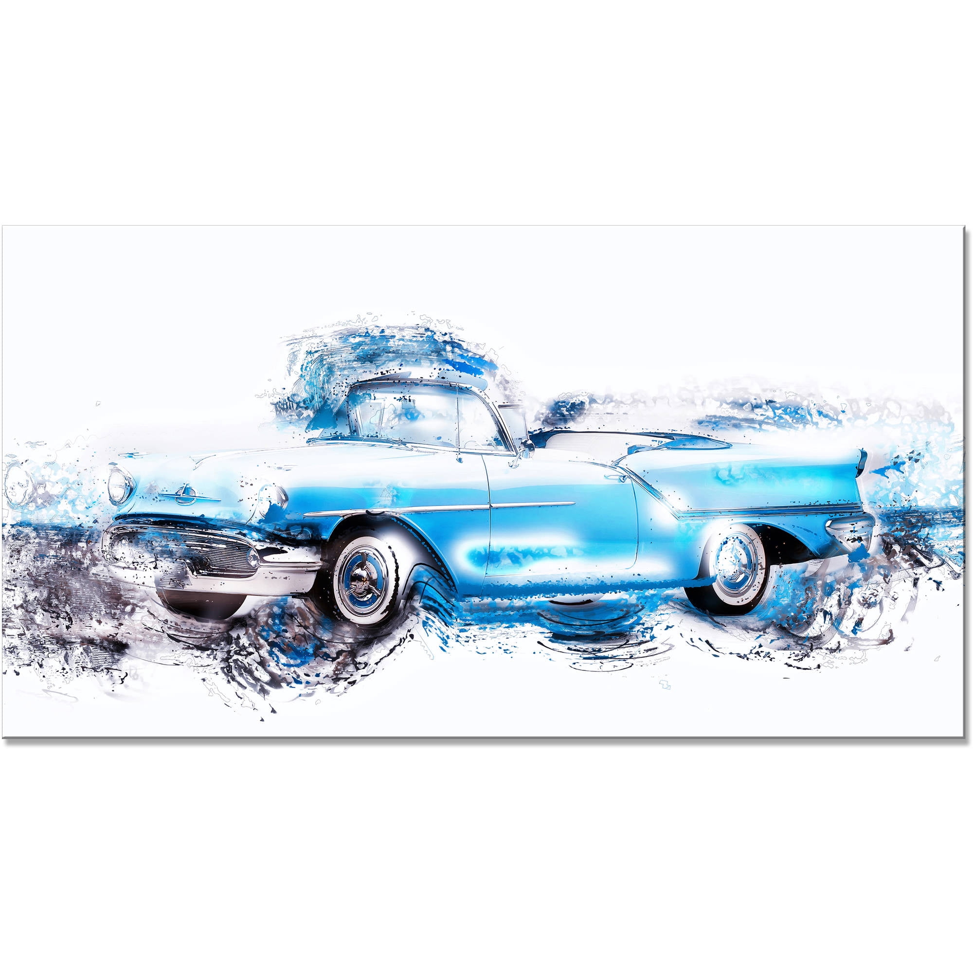 DESIGN ART  "Baby Blue Vintage Car" Canvas Art Print