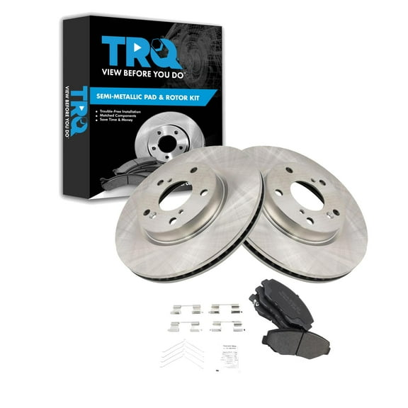 TRQ Front Brake Pad & Rotor Kit Brake Pads Brake Rotor Semi-Metallic Fits Select 2016-2018 Honda Civic