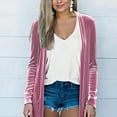 thumbnail image 6 of QATAINLAV Women's Velvet Cardigan Open Front Long Sleeve Outerwear Soft Comfy Warm Casual Streetwear, Pink, S, 6 of 7