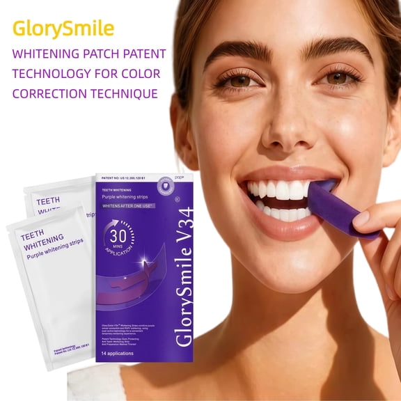 Glorysmile Purple Teeth Whitening Strips, Safe and Non-Toxic to Tooth Enamel, Removes Coffee Stains and Tea Stains, 7Treatment Sessions