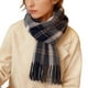 thumbnail image 2 of Bufanda de invierno cálida para mujer, chal de felpa a cuadros negro, gris y naranja, prenda de punto para el cuello ideal para el frío, bufandas de invierno para mujer, manta grande con flecos, suav, 2 of 4