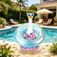 thumbnail image 6 of Outdoor White Goose Statue with Costume set Garden Decor, Bikini Clothing for 23 Inch Large Goose, Bright Tropical Print Swimsuit with Flip Flops, Garden Pool Party Decoration, 6 of 6