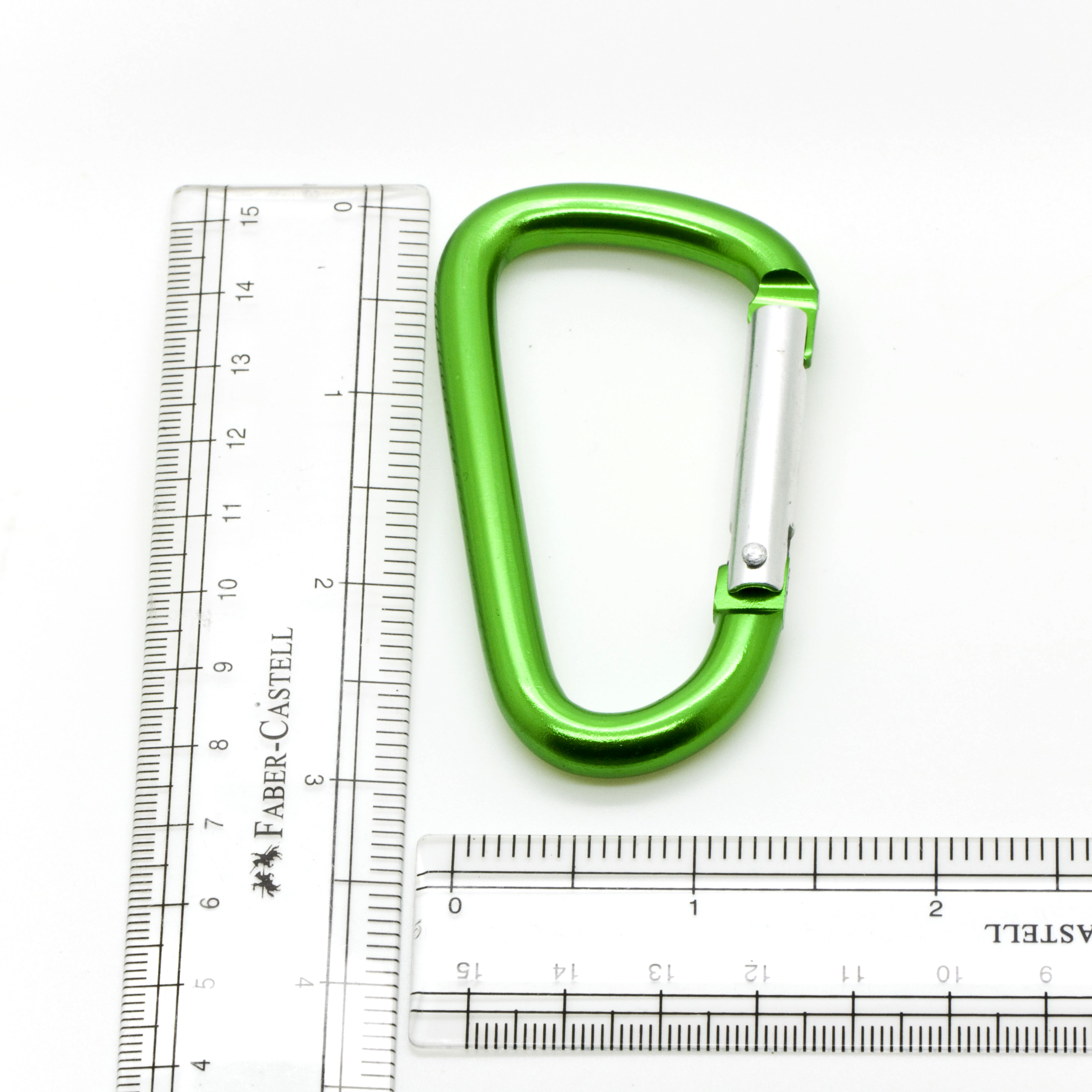Pack 50 pcs - 3 inch Green Aluminum Carabiner D Shape Buckle Pack, Keychain Clip, Spring Snap Key Chain Clip Hook Buckle