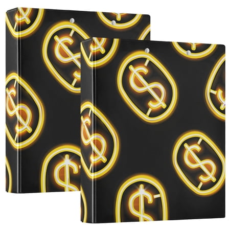 Dollar Sign Hardcover 3 Ring Binder 1.5” Round Rings Letter Size Paper Pockets for School Office Supplies