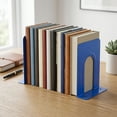thumbnail image 4 of REGALWOVEN Metal Bookends, Book Ends for Shelves, Reinforced Iron Book Stopper for Heavy Books & Office, 2Pcs Sky Blue 5"L x 5.8"W x 6.7"H, 4 of 5
