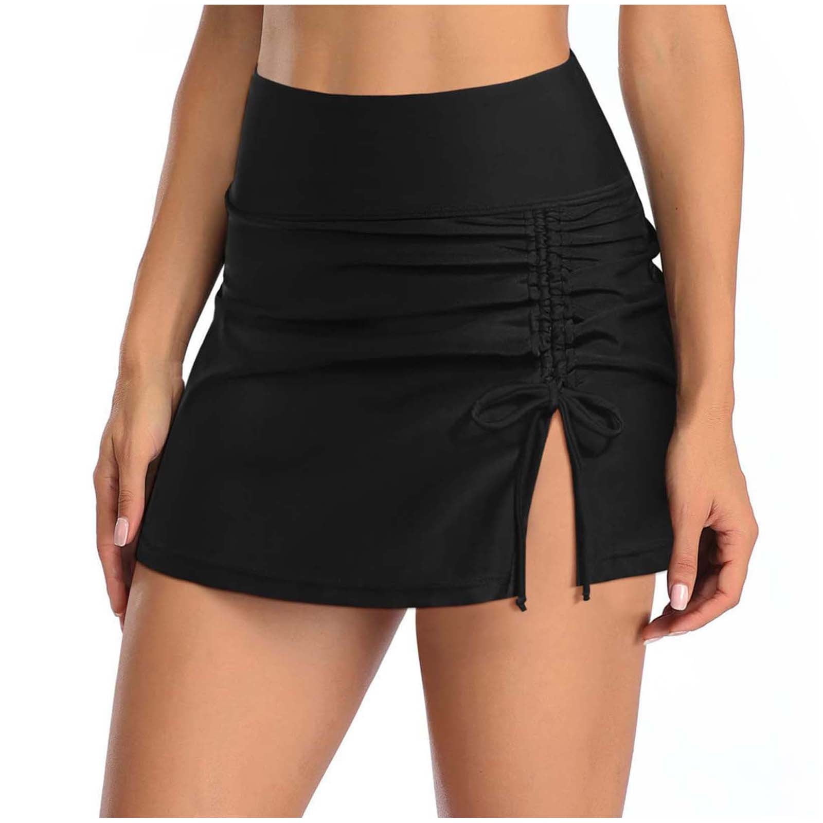 Jovati High Waist Bikini Swimsuit For Women Womens Sexy Solid Color Hem Pleated Lace Up Single Piece Swimsuit Skirt Sexy Bikini Swimsuit For Women Hig