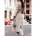 thumbnail image 3 of Zaldita Women's Classic Lapel Trench Coat Open Front Fall Winter Overcoat Jacket with Belt Beige L, 3 of 4